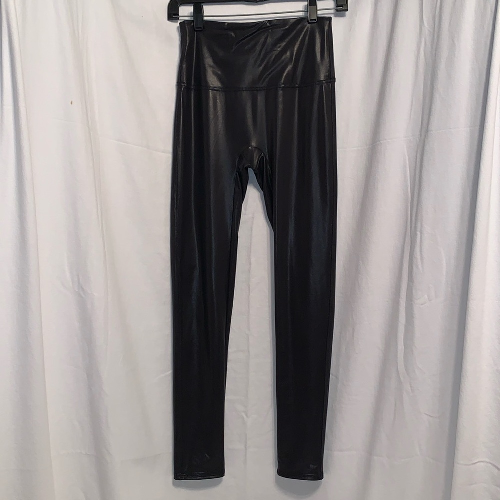 High-Waist Black Faux Leather Leggings - Women Pants & Jumpsuits